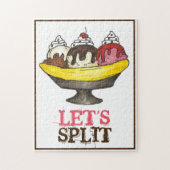 Split Banana Ice Cream Sundae Dessert Feinschmecke Puzzle (Vertikal)