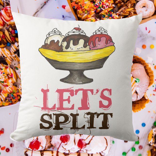 Split Banana Ice Cream Sundae Dessert Kissen (Banana split pillow)