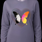Split Butterfly Monochrome Neon Heart Graphic T-Shirt