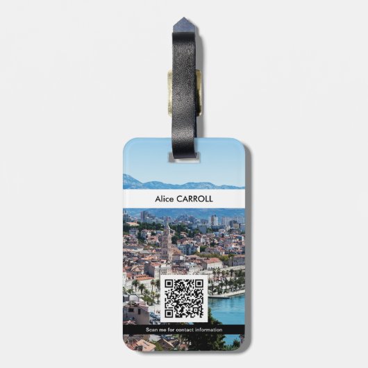 Split city seafrander air view, Kroatien - QR code Gepäckanhänger (Rückseite vertikal)
