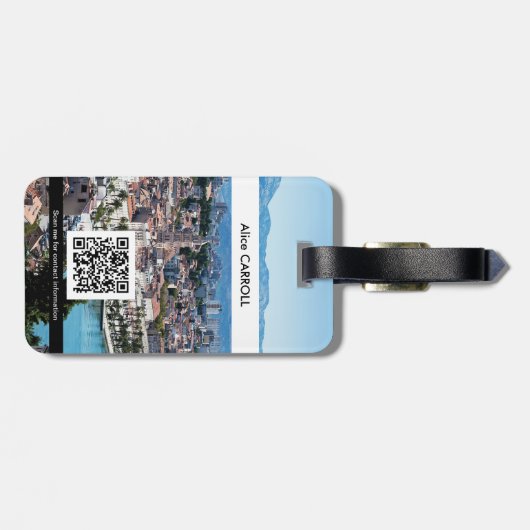 Split city seafrander air view, Kroatien - QR code Gepäckanhänger (Rückseite horizontal)
