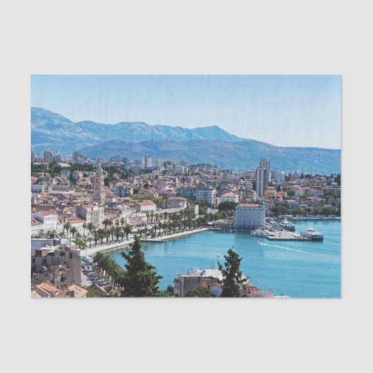Split city seafront aerial view, Dalmatia, Croatia Seidenpapier (Vorderseite)