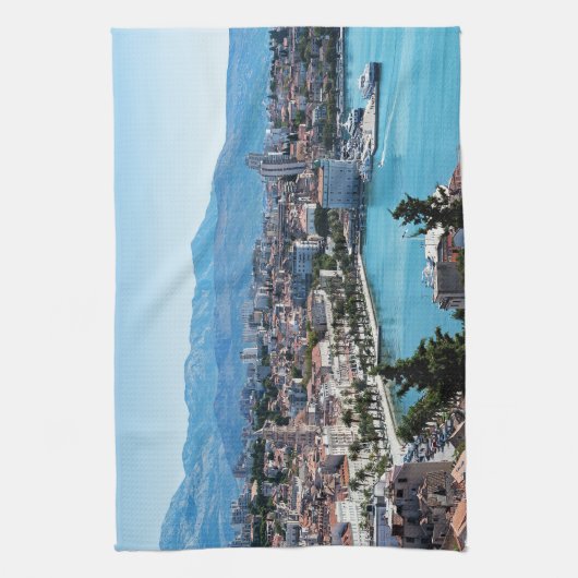 Split City Seafront aerial view, Dalmatien, Kroati Geschirrtuch (Vertikal)