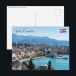 Split City Seafront aerial view, Dalmatien, Kroati Postkarte<br><div class="desc">Meerblick auf Split Stadt - Dalmatien,  Kroatien. 1979 wurde das historische Zentrum von Split in die UNESCO-Liste der Weltkulturerbestätten aufgenommen</div>