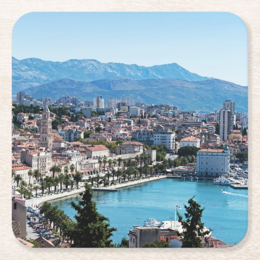 Split City Seafront aerial view, Dalmatien, Kroati Rechteckiger Pappuntersetzer (Vorderseite)