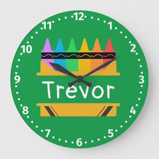 Split Crayon Box Personalized Kids Room Große Wanduhr (Vorderseite)