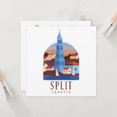 Split Croatia Dalmatien Vintage Grußkarte Karte (Vorderseite/Rückseite Beispiel)