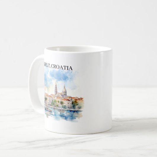 Split Croatia Dalmatien Wasserfarbe Kaffeetasse (Vorderseite Links)