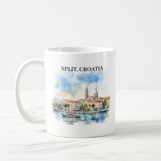 Split Croatia Dalmatien Wasserfarbe Kaffeetasse (Links)