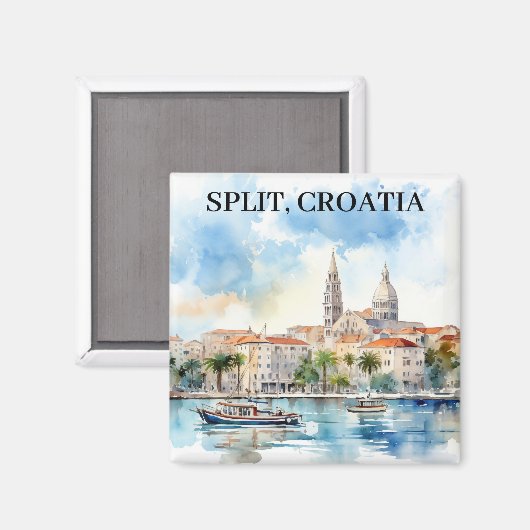 Split Croatia Dalmatien Wasserfarbe Magnet (Vorderseite/Rückseite)