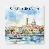 Split Croatia Dalmatien Wasserfarbe Magnet (Vorne)