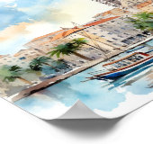 Split Croatia Dalmatien Wasserfarbe Poster (Ecke)
