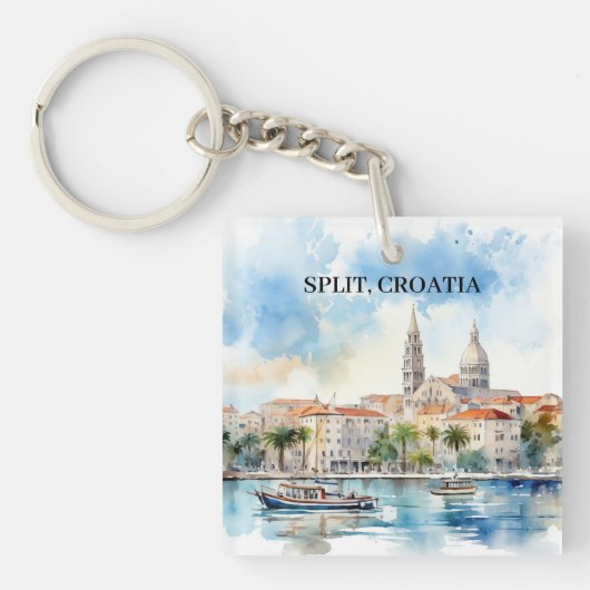 Split Croatia Dalmatien Wasserfarbe Schlüsselanhänger (Vorderseite)