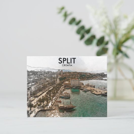 Split Croatia Küstensicht Postkarte (Stehend Vorderseite)