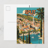 Split Croatia Nostalgic Retro Travel Poster Postkarte (Vorne/Hinten)