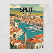 Split Croatia Nostalgic Retro Travel Postkarte (Vorderseite)