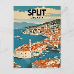 Split Croatia Nostalgisches Reiseplakat Postkarte