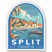 Split Croatia Reisen Vintag Aufkleber (Vorderseite)