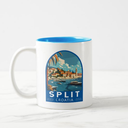 Split Croatia Reisen Vintag Zweifarbige Tasse (Links)