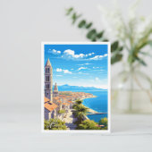 Split Croatia Reisen Vintage Abbildung Postkarte (Stehend Vorderseite)
