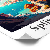 Split Croatia Reisen Vintage Illustration Poster (Ecke)