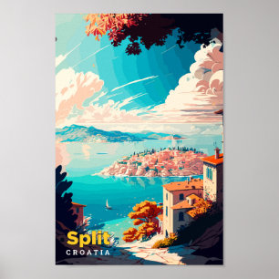 Split Croatia Reisen Vintage Kunst Poster