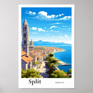 Split Croatia Reisen Vintage Kunst Poster