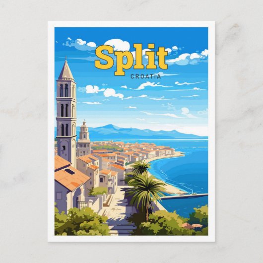 Split Croatia Reisen Vintage Kunst Postkarte (Vorderseite)