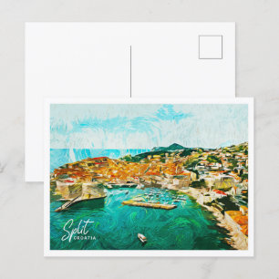 Split Croatia Schöne Öl Paint Landschaft Postkarte