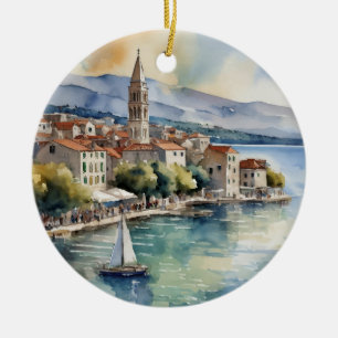 Split Croatia Segeln Wasserfarbe Keramik Ornament