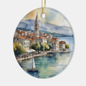 Split Croatia Segeln Wasserfarbe Keramik Ornament (Links)