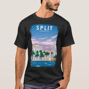 Split Croatia Vintag Minimale Retro Travel Poster T-Shirt