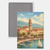 Split Croatia Vintage Adriatic Coast Magnet (Vorderseite/Rückseite)