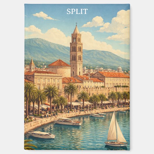 Split Croatia Vintage Adriatic Coast Magnet (Vorderseite)