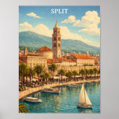 Split Croatia Vintage Adriatic Coast Poster (Vorne)