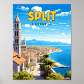 Split Croatia Vintage Reise Illustration Poster (Vorne)
