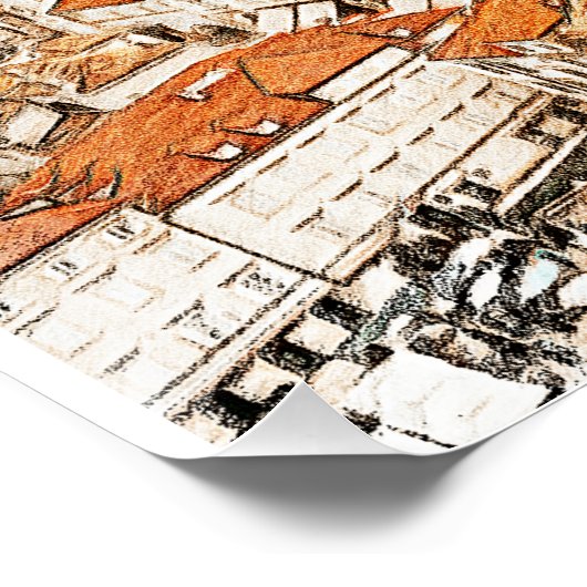 Split Croatia Vintage Reise Zeichnend Poster (Ecke)