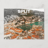 Split Croatia Vintage Reise Zeichnend Postkarte (Vorderseite)