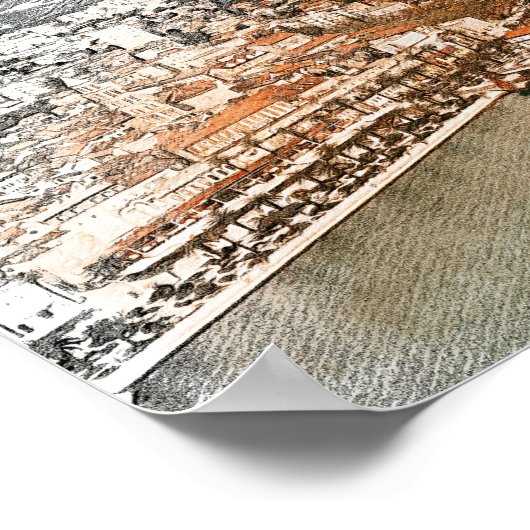 Split Croatia Vintager Hafen Zeichnend Poster (Ecke)