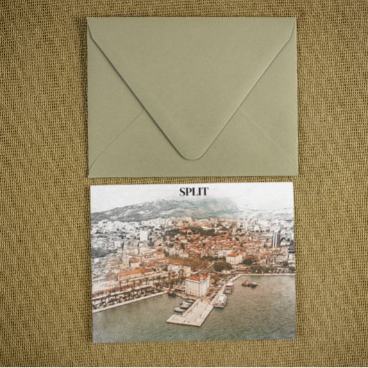 Split Croatia Vintager Hafen Zeichnend Postkarte