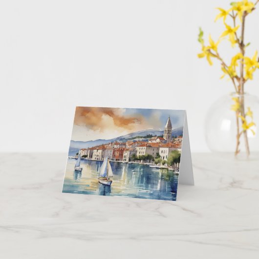 Split Croatia Wasserfarbe Karte (Gelbe Blume)