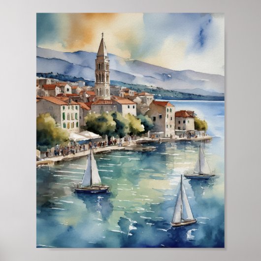 Split Croatia Wasserfarbe Poster (Vorne)