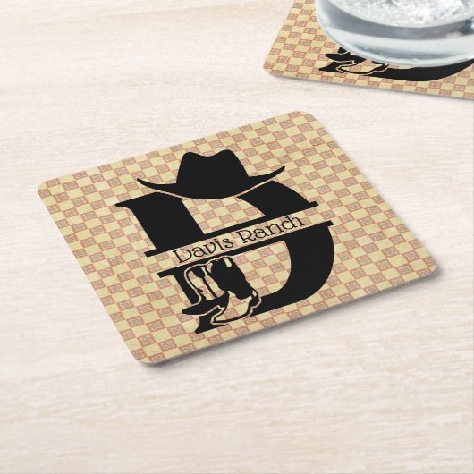 Split 'D' Cowboy Monogram Rechteckiger Pappuntersetzer (angewinkelt)