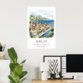 Split Dalmatien Kunst Druck Wasserfarbe Ufer Poster (Heimbüro)
