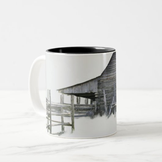 Split-Eisenbahnzaun Zweifarbige Tasse (Vorderseite Links)