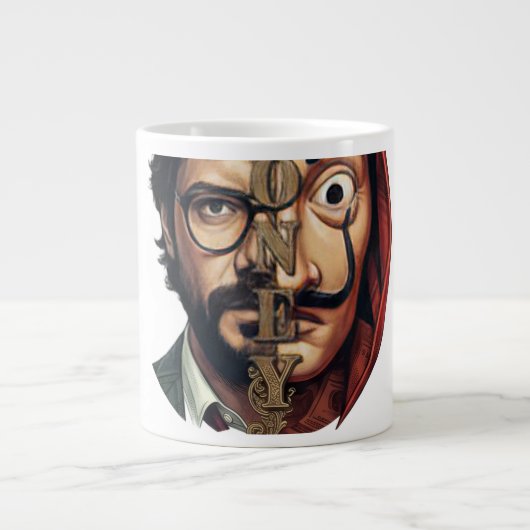 Split Face Mask Money Heist Jumbo-Tasse (Vorderseite)