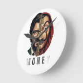 Split Face Mask Money Heist Runde Wanduhr (Winkel)