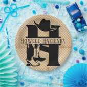 Split 'H' Cowboy Monogram Pappteller (Party)