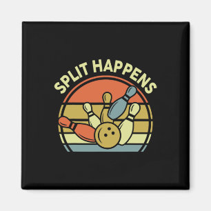 Split Happens Bowling-Shirt Funny Vintag Vater Wom Magnet
