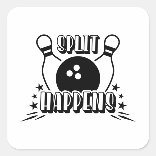 Split Happens Bowling Shirt Quadratischer Aufkleber (Vorderseite)
